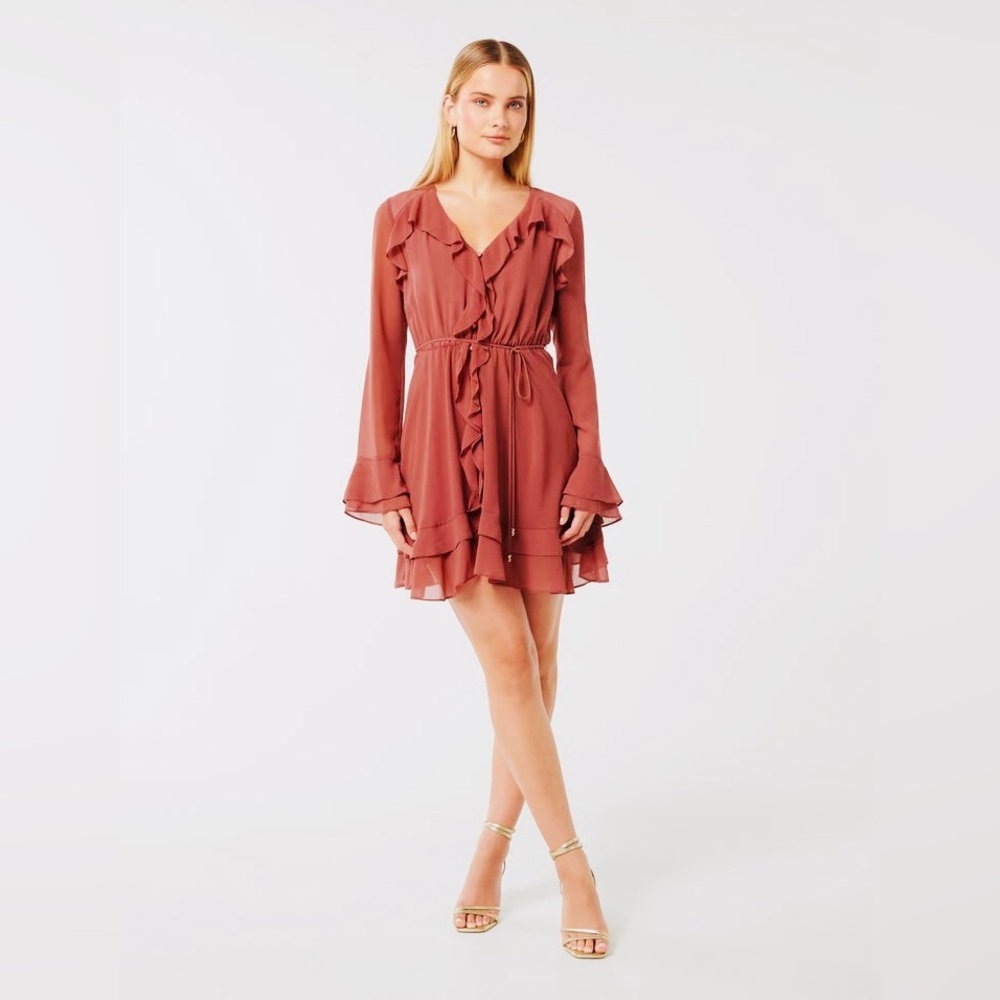 NWT EverNew size 12 Elegant Ruffled Dress in Dusty rose - Picture 5 of 6